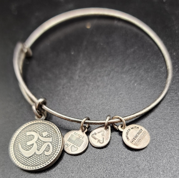Alex and Ani Om Bracelet Silver tone Bangle Adjustable 2015 - Picture 1 of 3